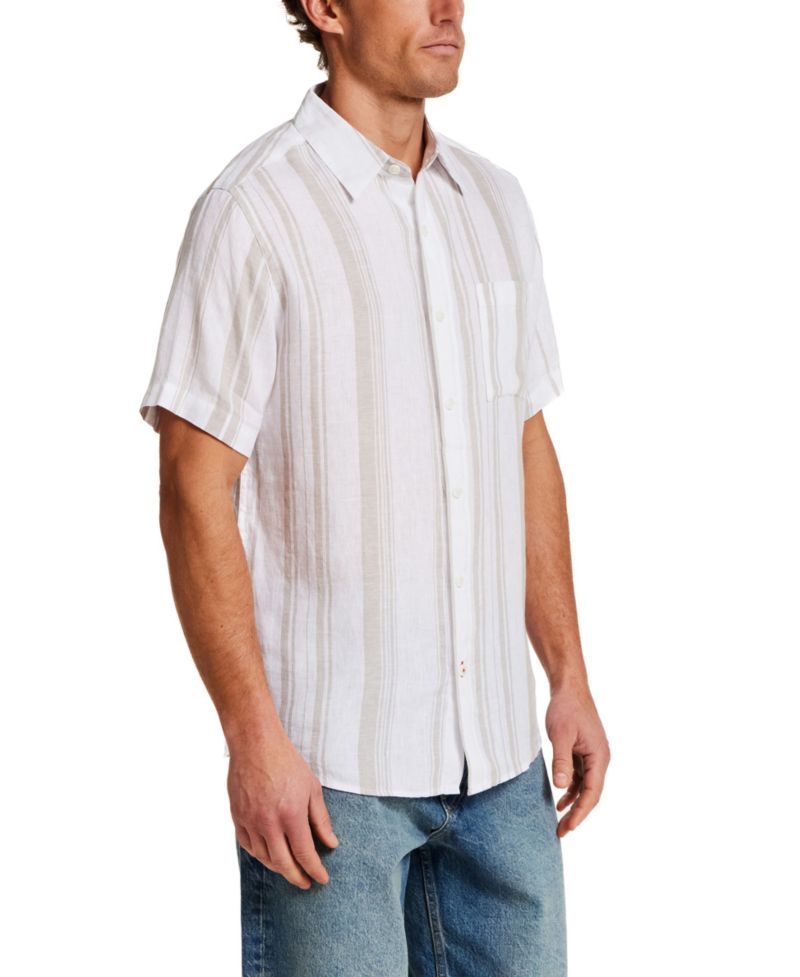 Men's Regular-Fit Button-Down 100% Linen Stripe Shirt