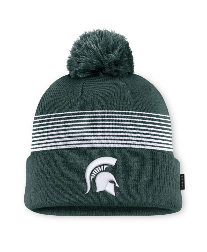 Men's and Women's Forest Green Michigan State Spartans 2026 On-Field Cuffed Knit Pom Hat