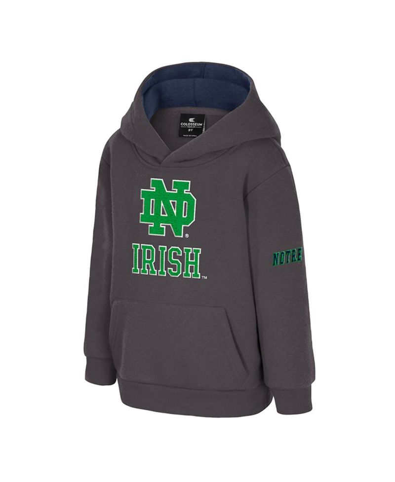 Toddler Charcoal Notre Dame Fighting Irish Big Logo Volume Fleece Pullover Hoodie