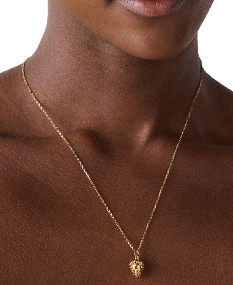 Gold-Tone Secret Garden Strawberry Short Pendant Necklace