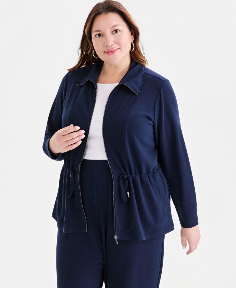 Plus Size LuxLounge French Terry Zip Jacket
