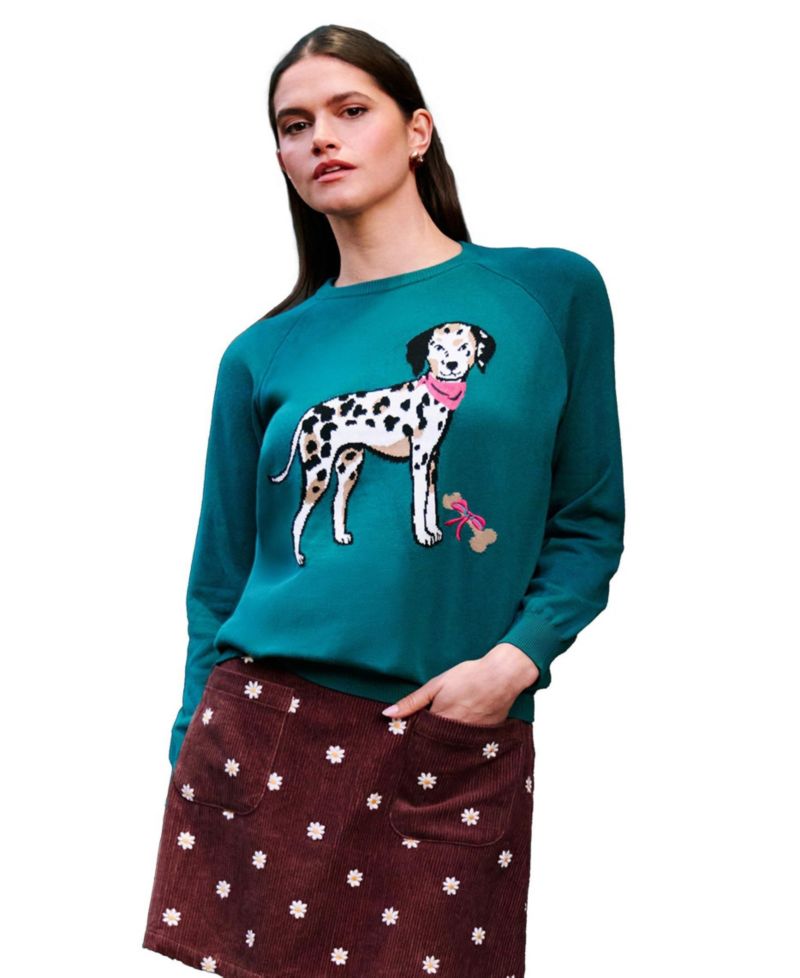 Women's Dalmatian Intarsia Relaxed Crewneck Jumper