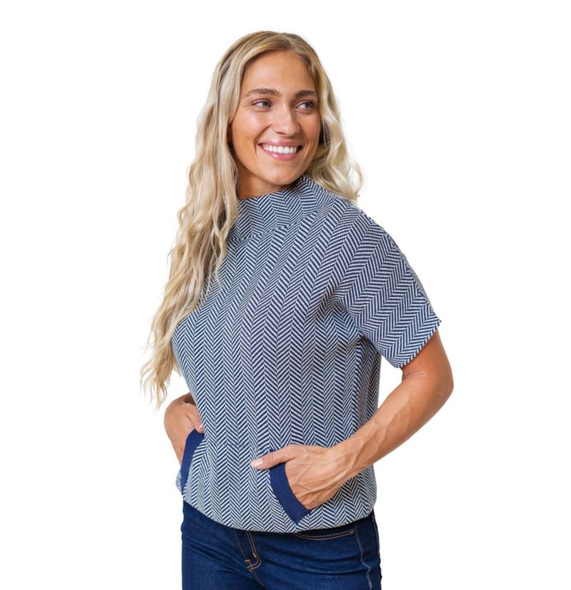 Women's Hope and Henry Short Sleeve Mock Neck Sweater