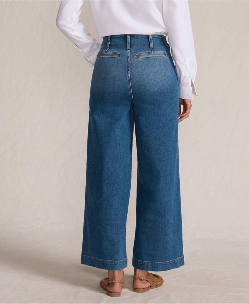 Petite Recover Denim High Rise Patch Pocket Extra Wide Leg Crop Jeans