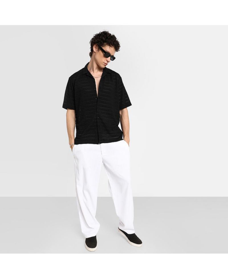 Men's Midnight Black Marquise-Knit Shirt