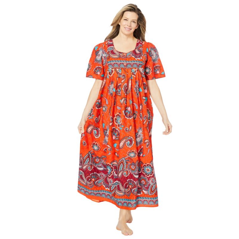Plus Size Only Necessities Bib-Front Short Sleeve Maxi Lounger