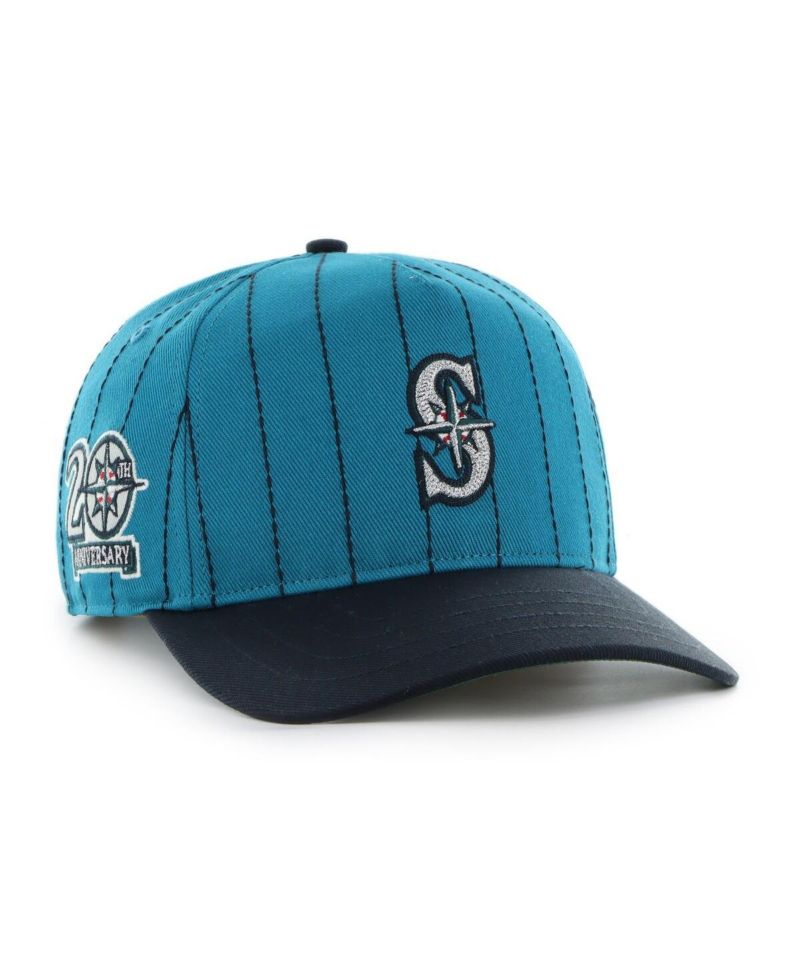 x Rawlings Men's Teal/Navy Seattle Mariners Pinstripe Hitch Adjustable Hat