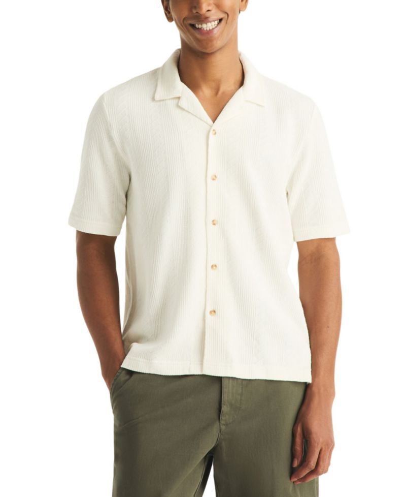 Men's Short-Sleeve Vertical Textured Polo Shirt