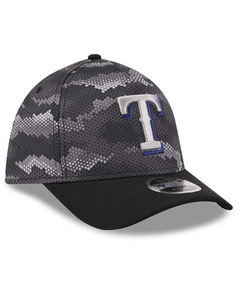 Men's Black Texas Rangers Camo 39THIRTY A-Frame Flex Hat