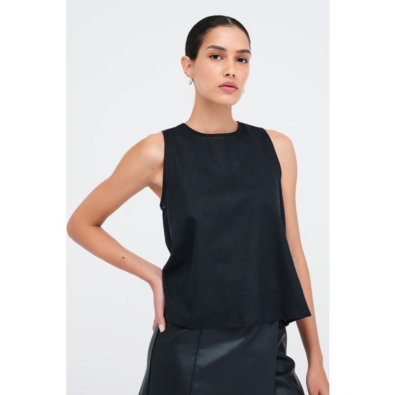 Women's McKinley Sheer Linen Sleeveless A-Line Top with Back Zip