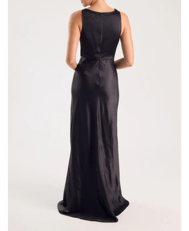 Women's Chiffon Bandeau Satin Maxi Dress