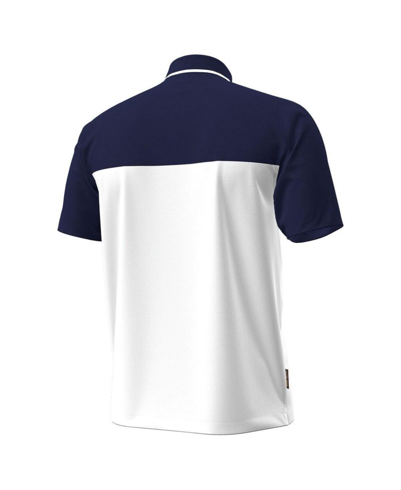 Men's White/Navy Notre Dame Fighting Irish Green Blocked Polo Shirt