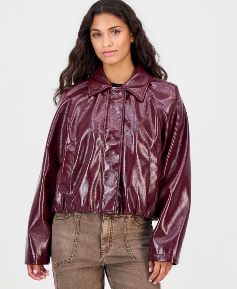 Juniors' Faux-Leather Jacket