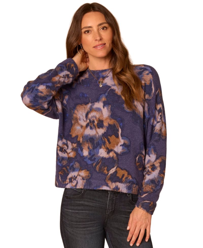 Plus Printed Long-Sleeve Sweater