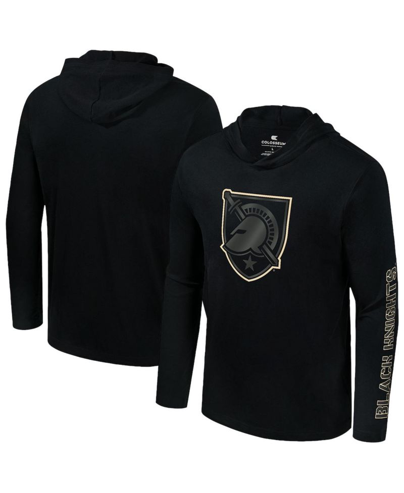 Men's Black Army Black Knights Color Pop Active Blend Hooded Long Sleeve T-Shirt