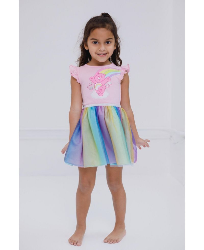 Toddler Girls Cheer Bear Rainbow Tulle Dress to