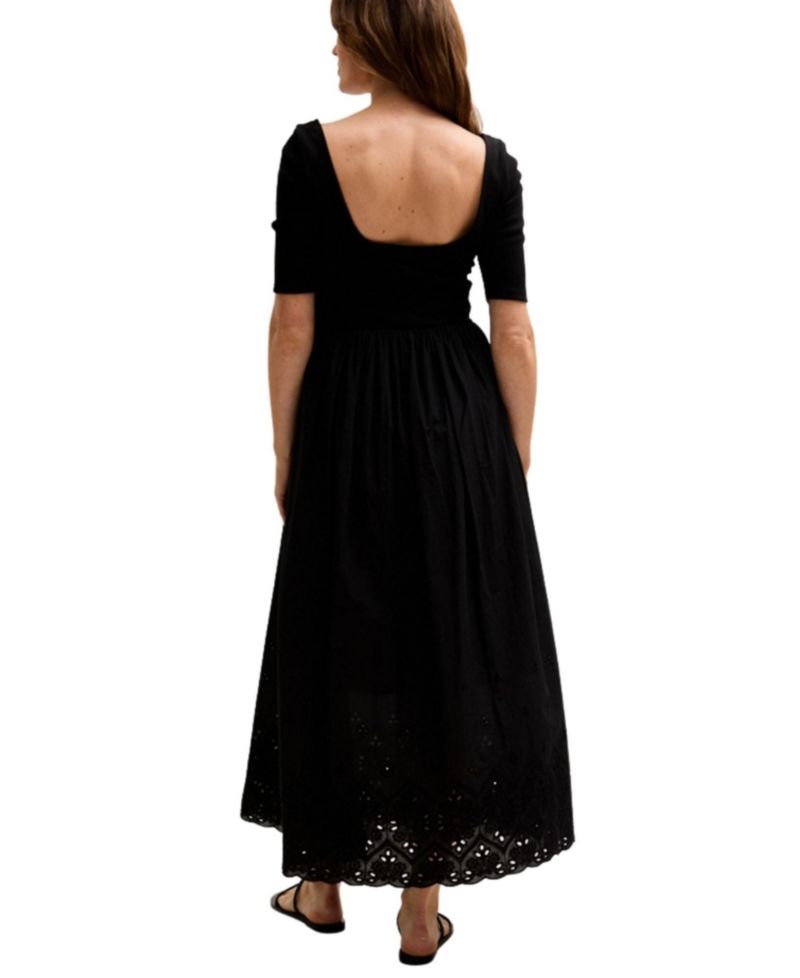 Women's Sydney Short Sleeve Jersey Bodice Embroidered Midi Dress