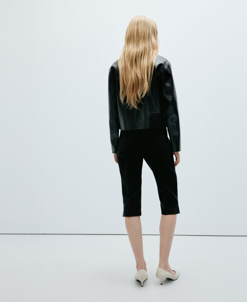 Women's Crocodile-Effect Faux Leather Jacket