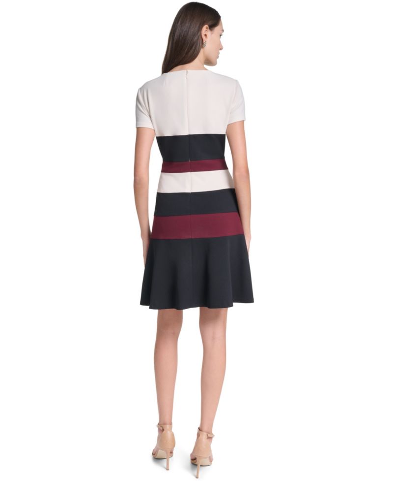 Women's Short-Sleeve Colorblock Sheath Dress