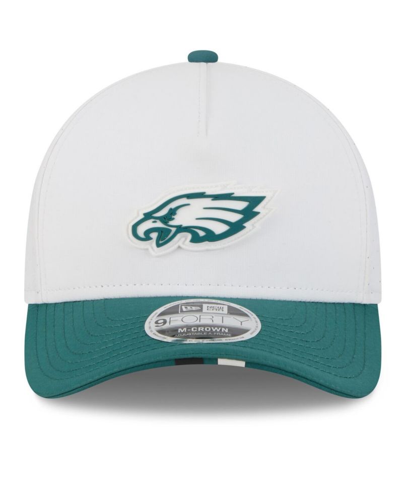 Men's White/Midnight Green Philadelphia Eagles 2025 NFL Training Camp A-Frame 9FORTY Adjustable Hat