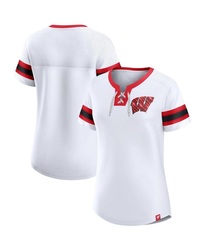 Women's White Wisconsin Badgers Iconic Athena T-Shirt