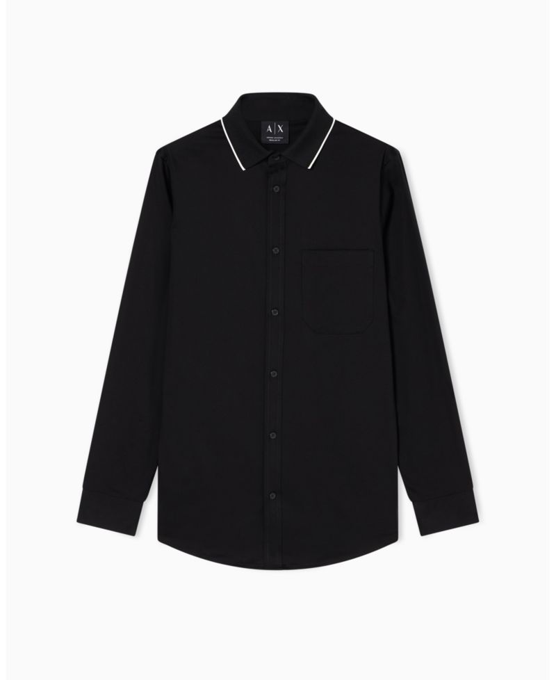 Men's Long Sleeve Rib Collar with Tipping Shirt