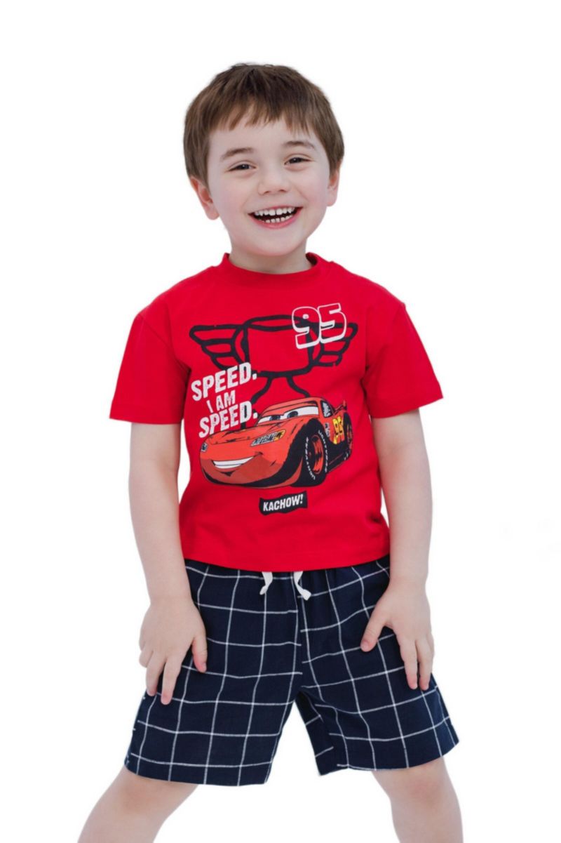 Little Boys (5 to 12) Lightning McQueen T-Shirt and Plaid Shorts Set