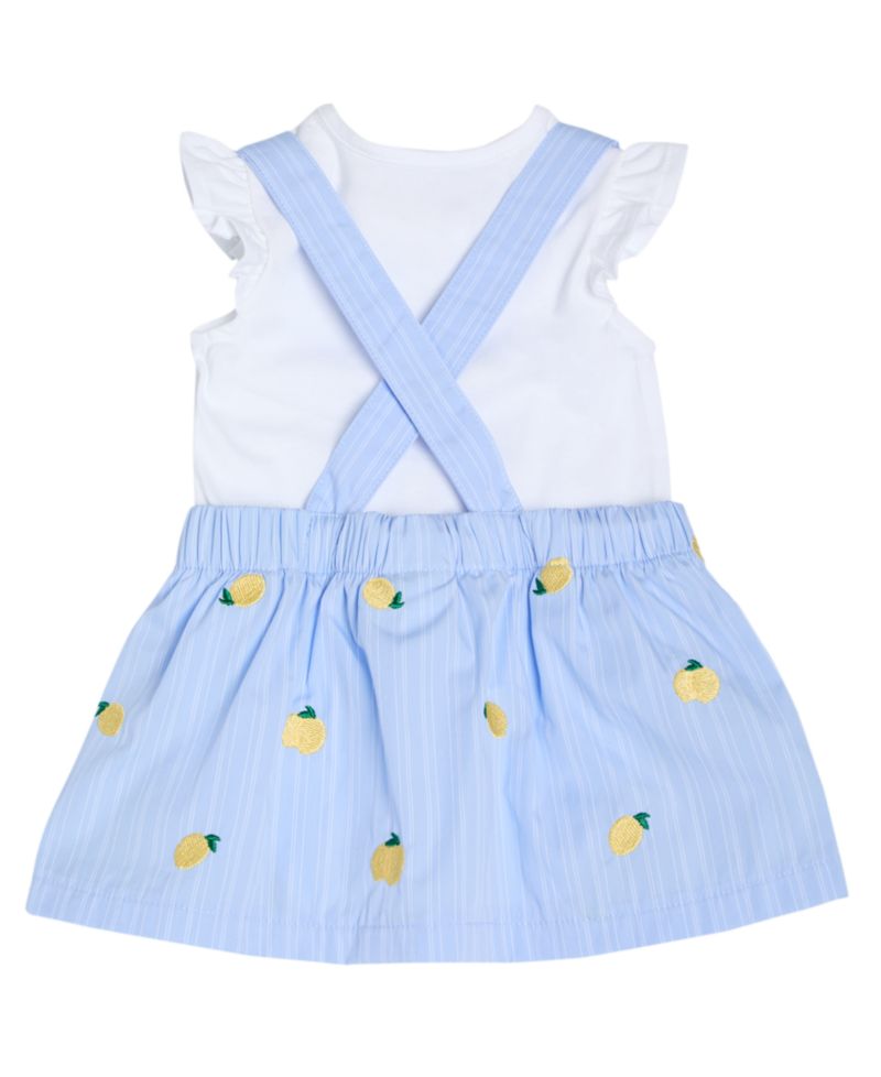 Baby Girls' Short Sleeve Bodysuit and Poplin Yarn Dye Stripe Skirtall, 2-Piece Set