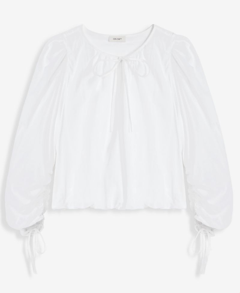 Plus Size Tie-Front Cotton Blouse