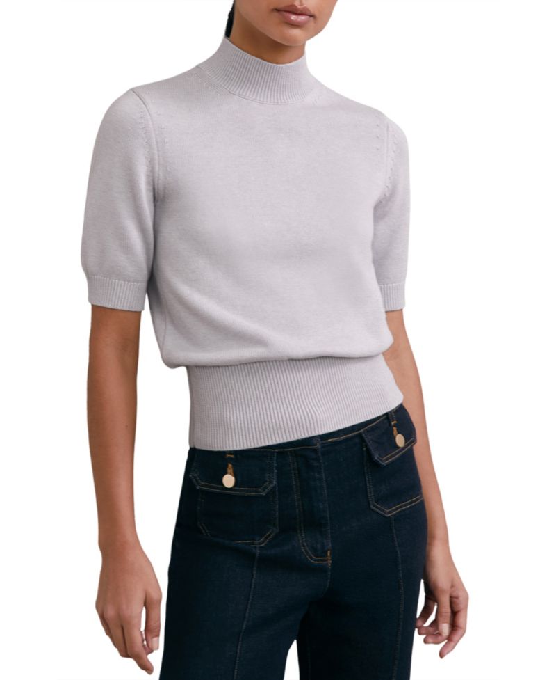 Women's Aria Cotton and Wool Funnel-Neck Knit Top