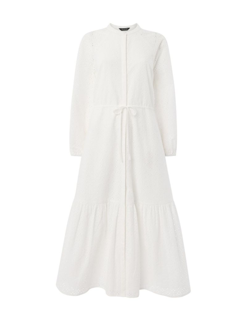 Women's Long Sleeve Broderie Midi Dress