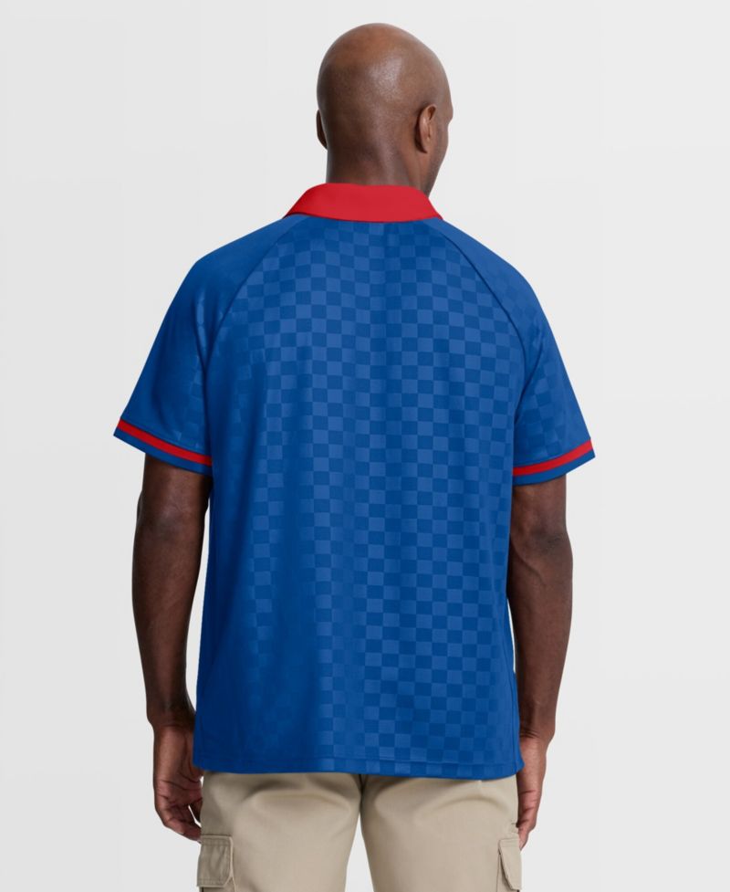 Men's Royal/Red New York Giants Homerun Raglan V-Neck Polo Shirt
