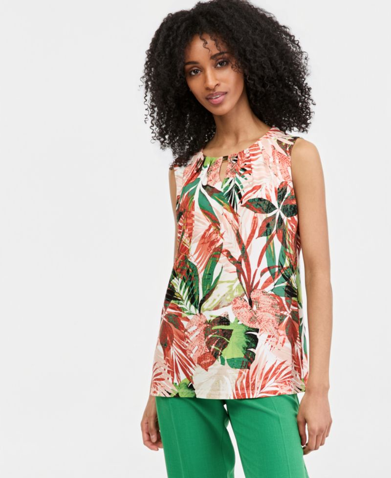 Women's Pleated Keyhole Top