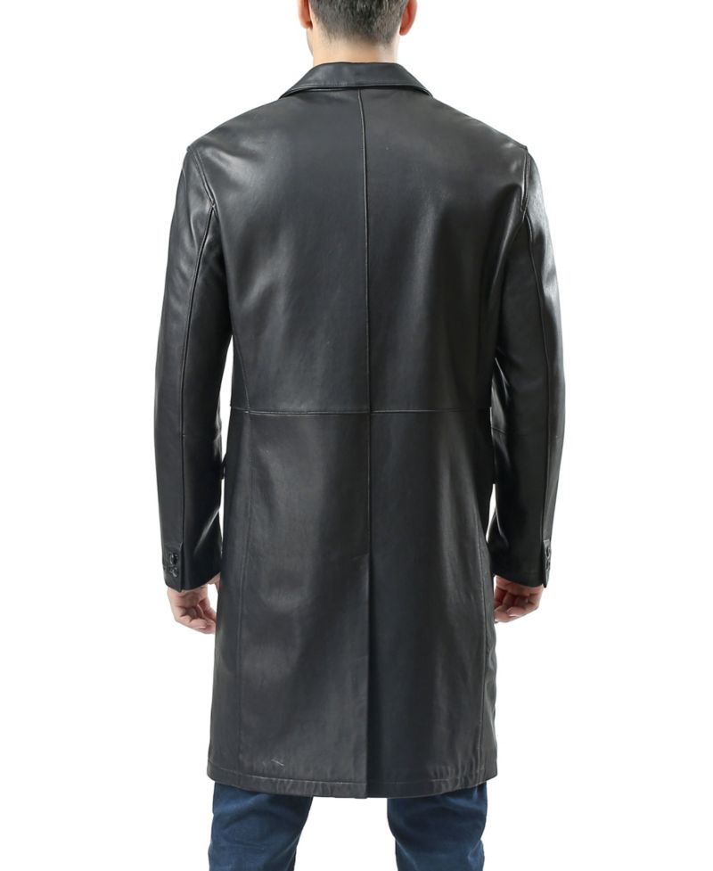 Men Leather Long Walking Coat