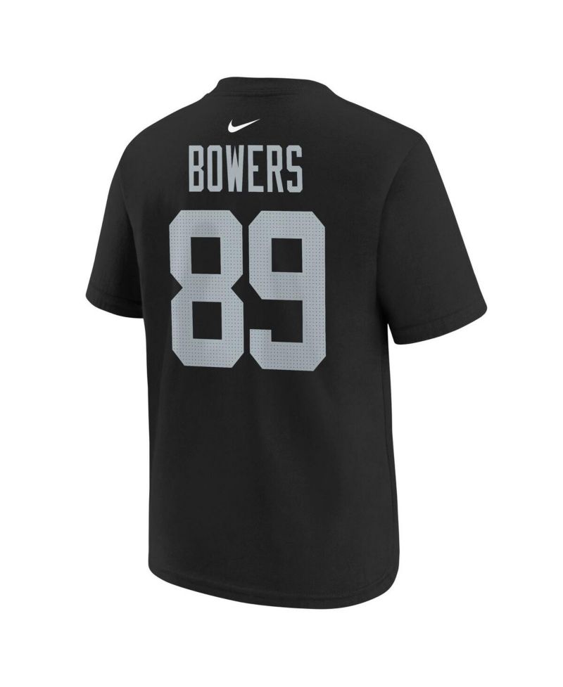 Big Boys and Girls Brock Bowers Black Las Vegas Raiders Player Name & Number T-Shirt