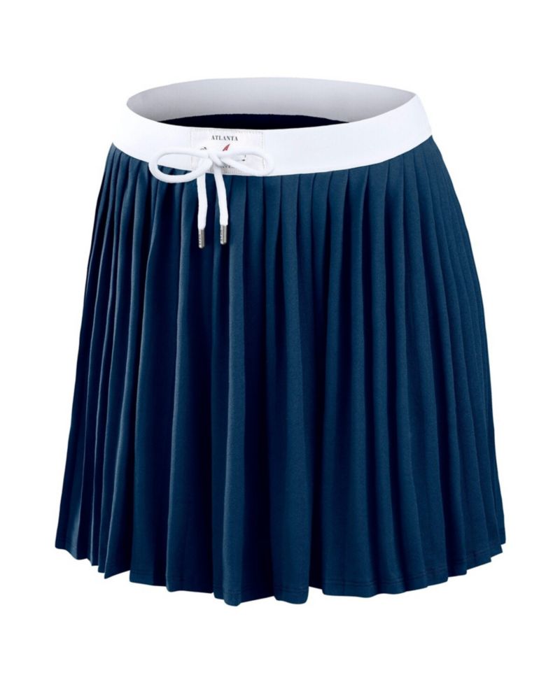 Women's Navy Atlanta Braves Pleated Skort