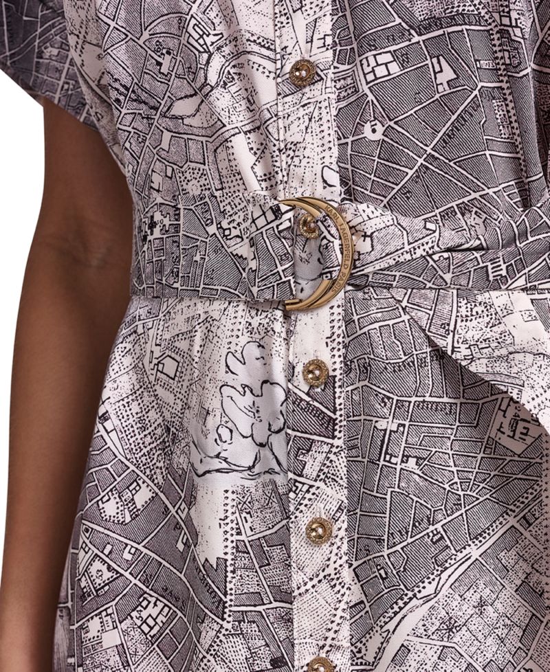 Women's Printed Twill Midi Shirt Dress