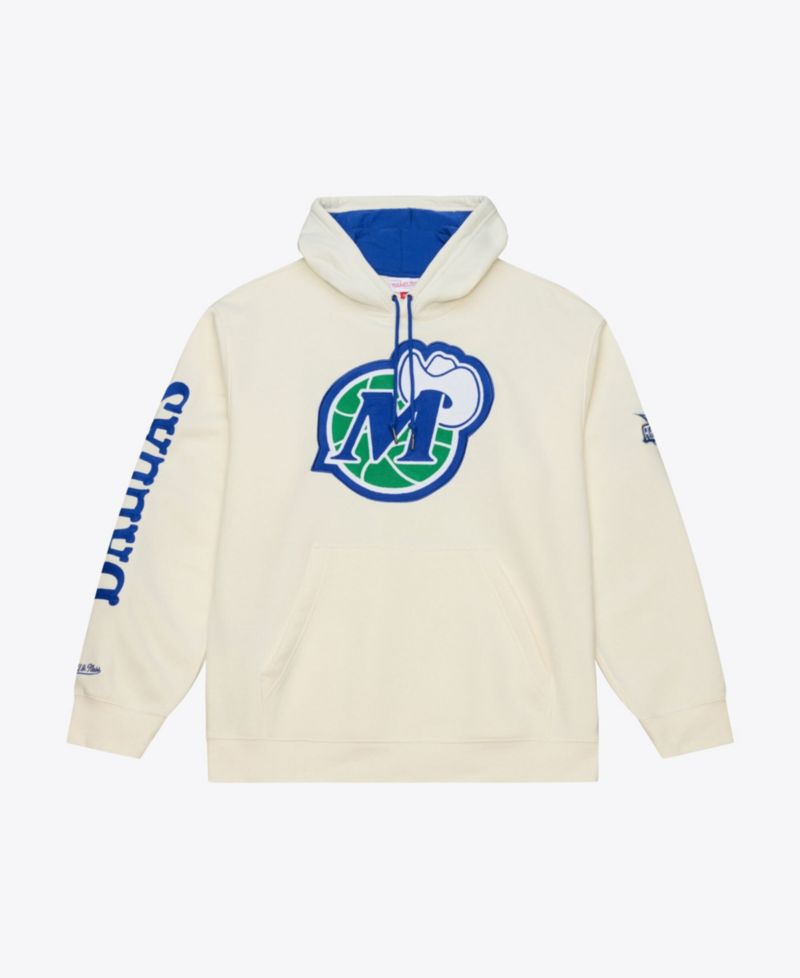 Men's Cream Dallas Mavericks Hardwood Classics Chainstitch Premium Fleece Hoodie