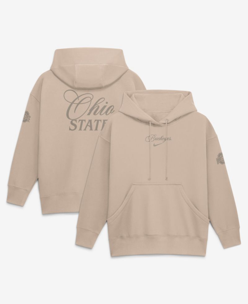 Women's Tan Ohio State Buckeyes Neutral Stance Phoenix Fleece Oversized Hoodie