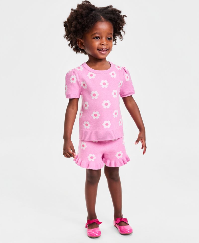 Toddler Girls' 12M-5T Flowers Sweater & Shorts, 2-Piece Set