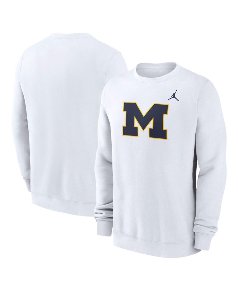 Men's White Michigan Wolverines Primetime Fleece Pullover Sweatshirt