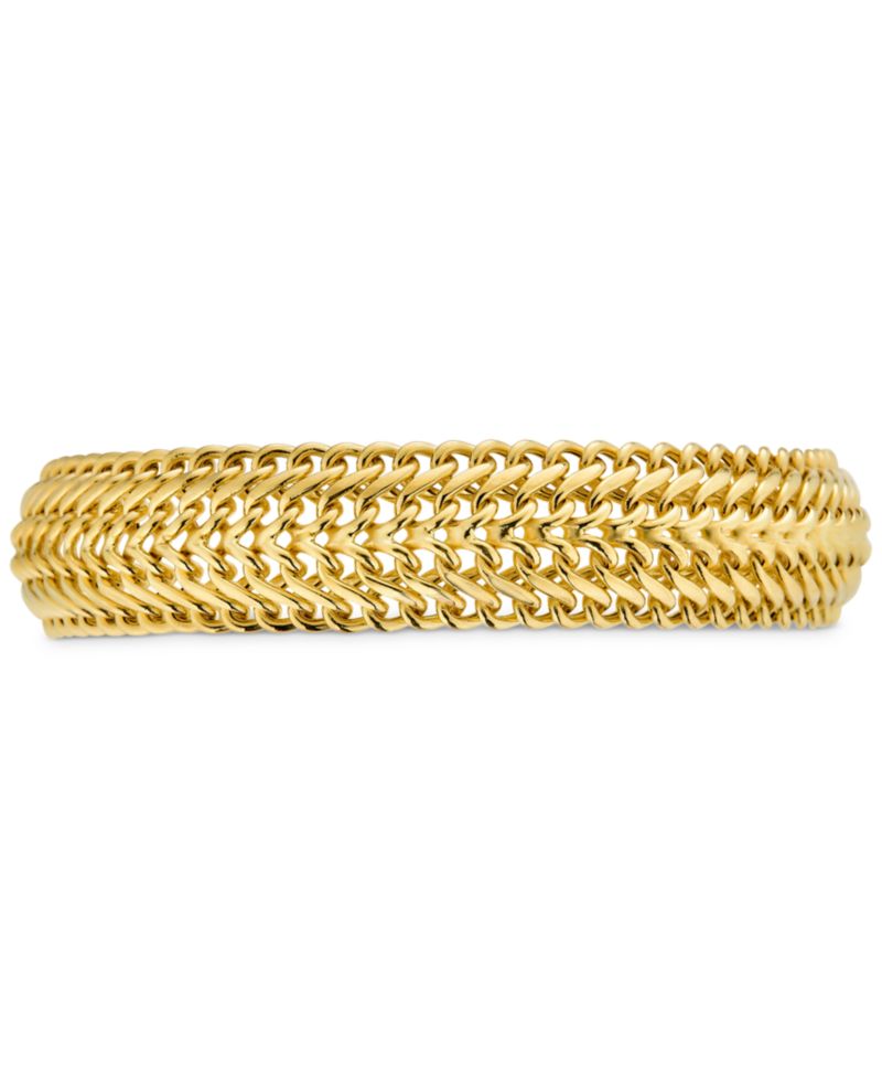 Woven Link Wide Chain Bracelet in 10k Gold