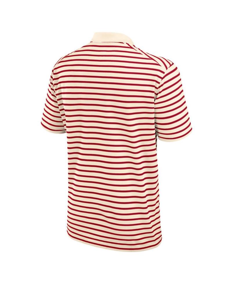 Men's Cream/Scarlet Ohio State Buckeyes Solid Foundation Striped Performance Polo Shirt