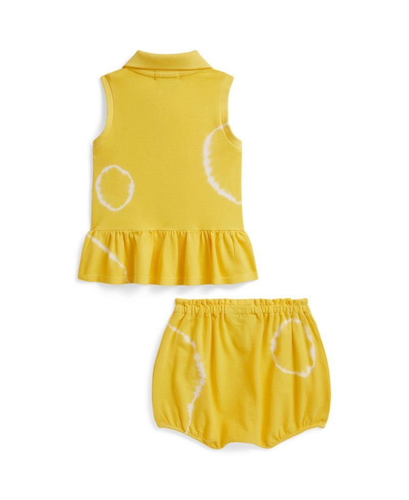 Baby Girls' Tie-Dye Mesh Sleeveless Polo Shirt and Bloomer, 2-Piece Set