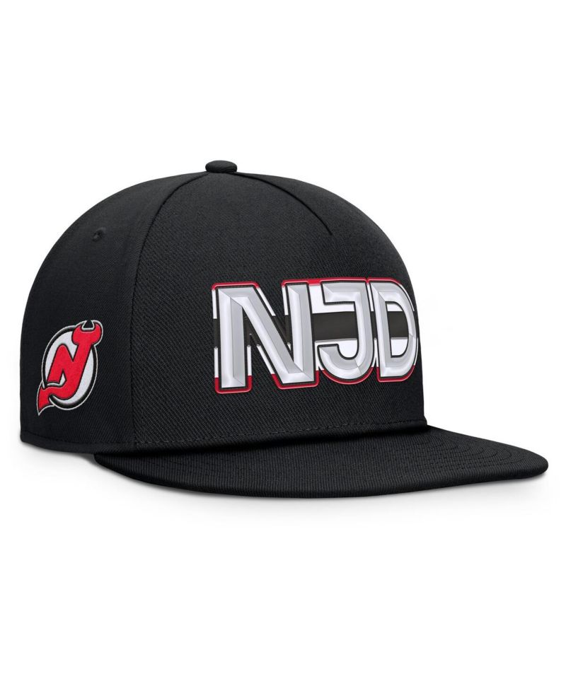 Men's Black New Jersey Devils Authentic Pro Rink Team Code Snapback Hat