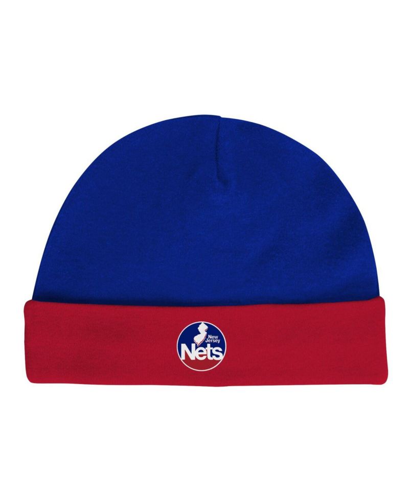 Newborn and Infant Boys and Girls Blue, Red New Jersey Nets 3-Piece Hardwood Classics Bodysuits and Cuffed Knit Hat Set