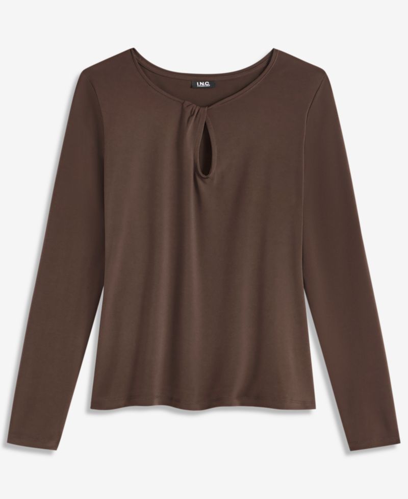 Women's Long-Sleeve Keyhole Twist Top