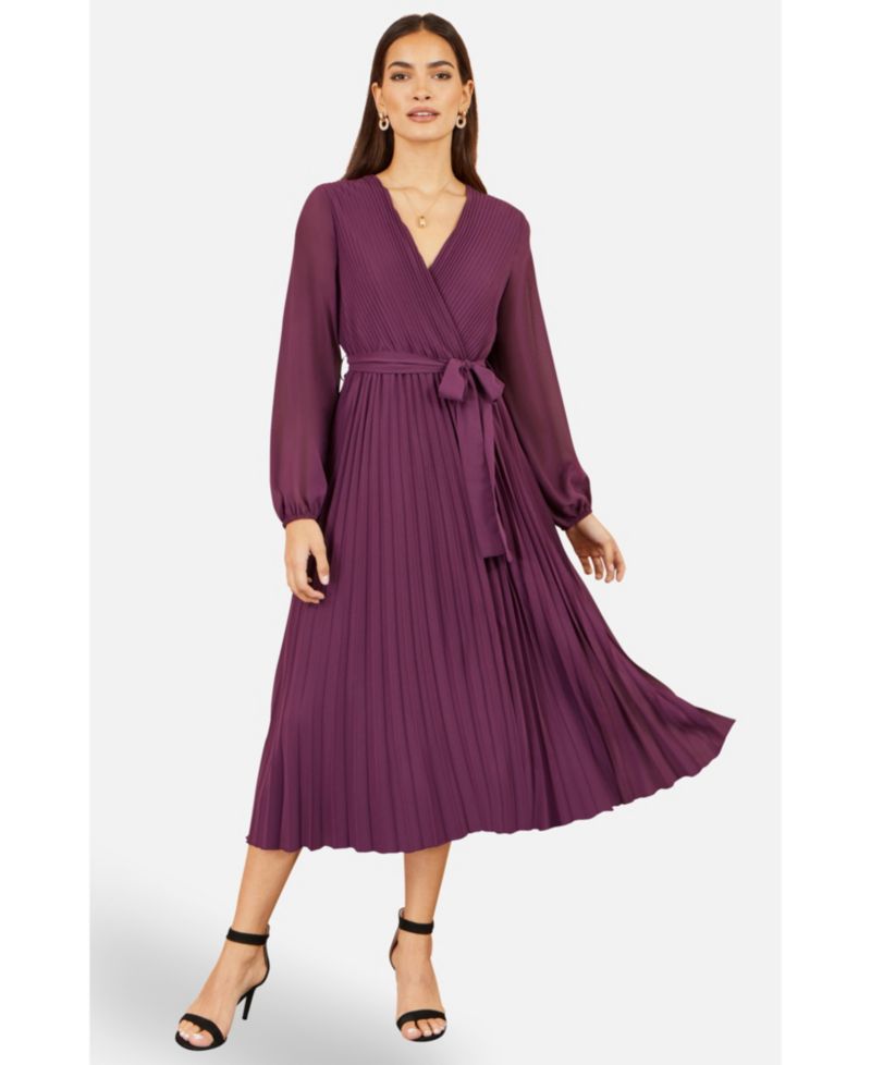 Women's Long-Sleeve Wrap Midi Dress