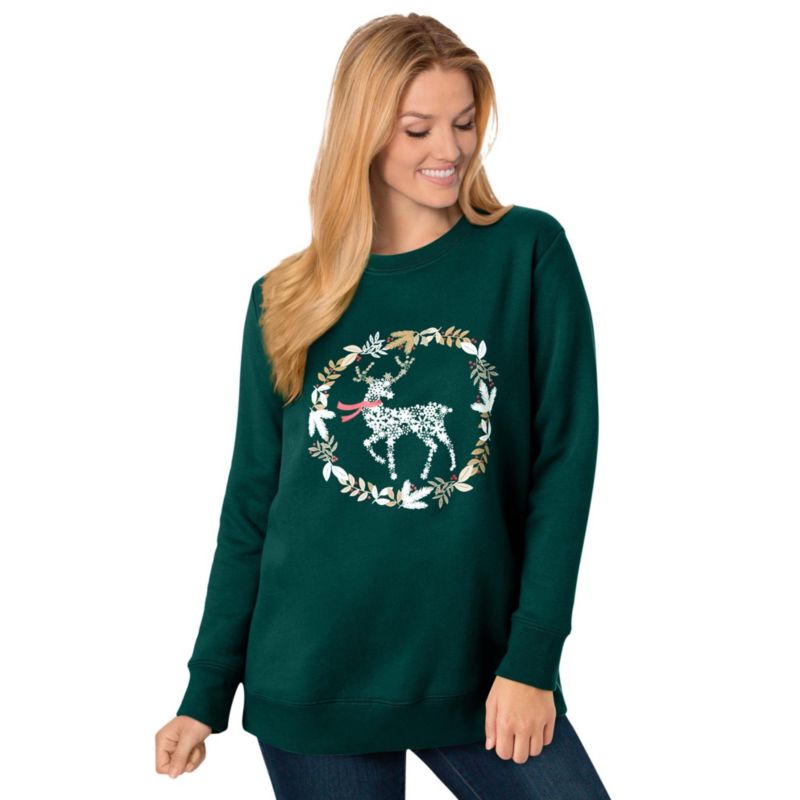 Plus Size Fleece Holiday Sweatshirt