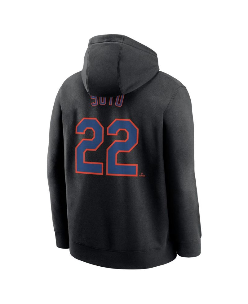 Men's Juan Soto Black New York Mets Player Name & Number Club Fleece Pullover Hoodie